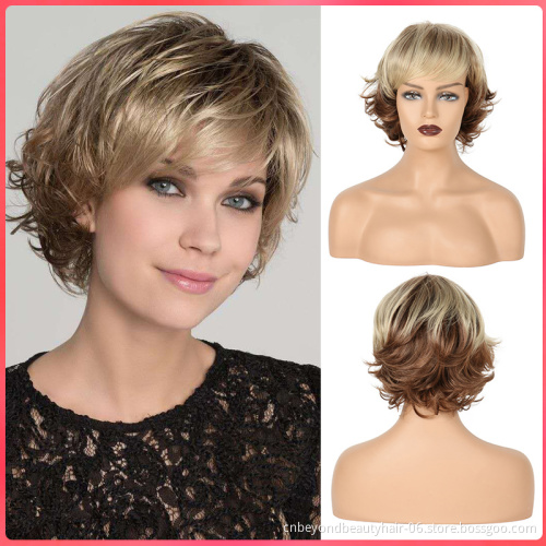Synthetic Wig with Bangs Natural Bob Wigs Heat Resistant False Hair short Wigs for Women